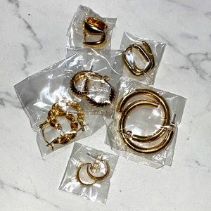 Set of Six Pair Yellow Gold Tone Earrings New in Package